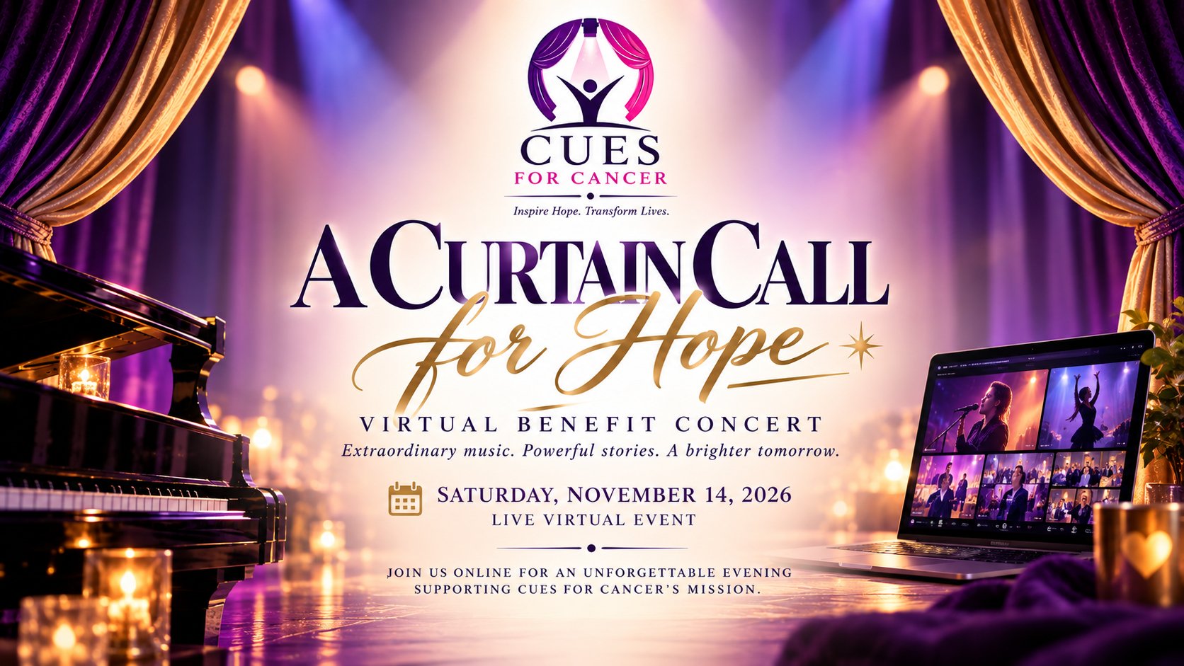 A Curtain Call for Hope — Virtual Benefit Concert flyer